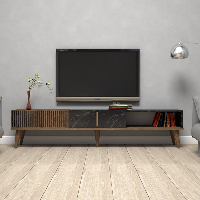 Hanah Home Milan Soporte para TV Nogal y Negro Hanah Home Milan Soporte para TV Nogal y Negro